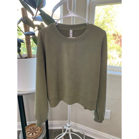 Lululemon Softstreme Perfectly Oversized Cropped Crew Size 10 7179 Army Green - Picture 12 of 15